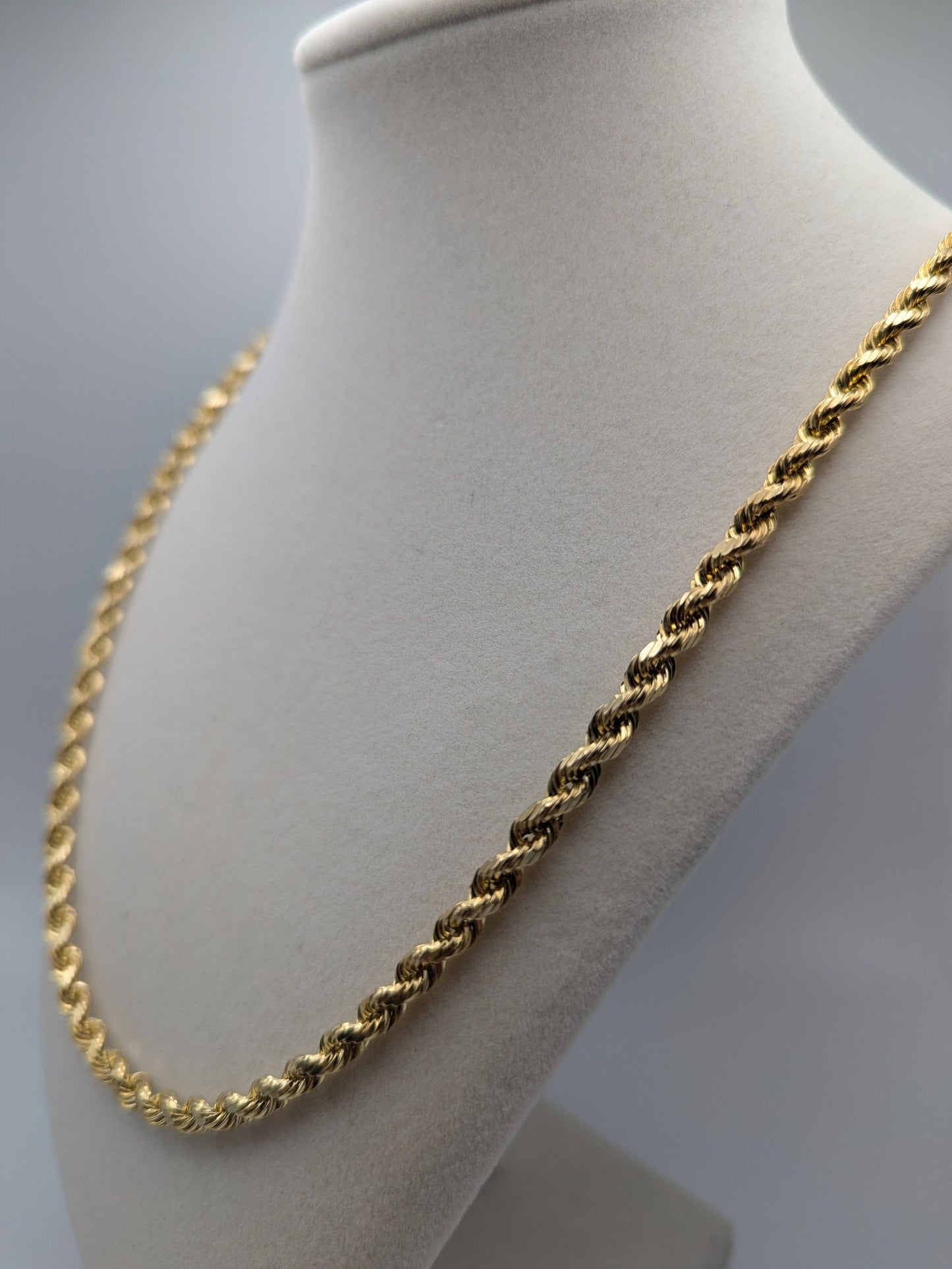 14k Heavy 12grams 4.8mm Rope Chain 22" Classic Yellow Gold Silk Rope Necklace Twisted Chain