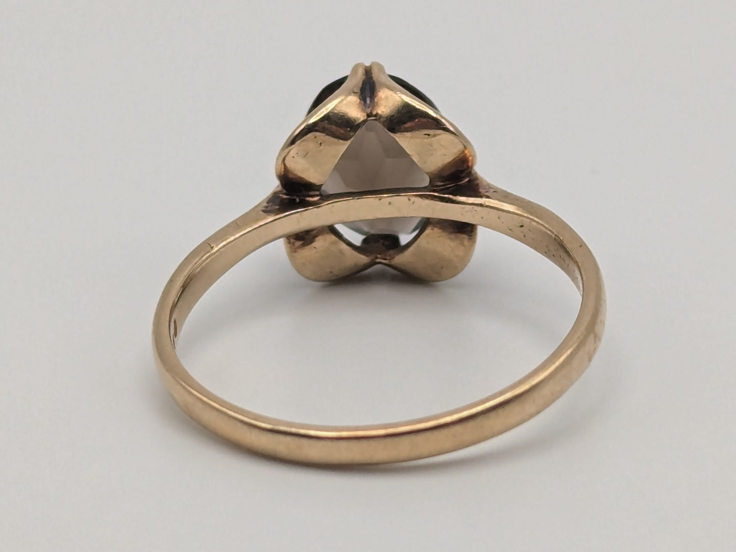 9k Designer England Gold Ring Chocolate Smoky Quartz Oval Statement Wedding Cocktail Ring