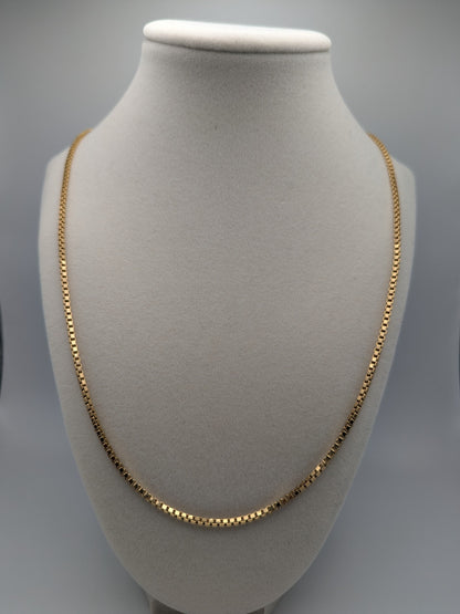 14k Italy Boston Box Link Chain Necklace 22" Yellow Gold Italian Chain