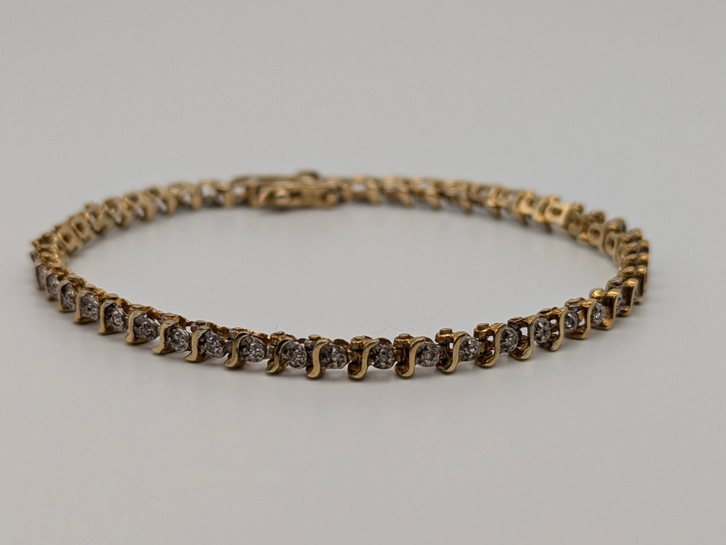 10k Solid Yellow Gold .25ct Diamond Bracelet Diamond Tennis Bracelet 7"