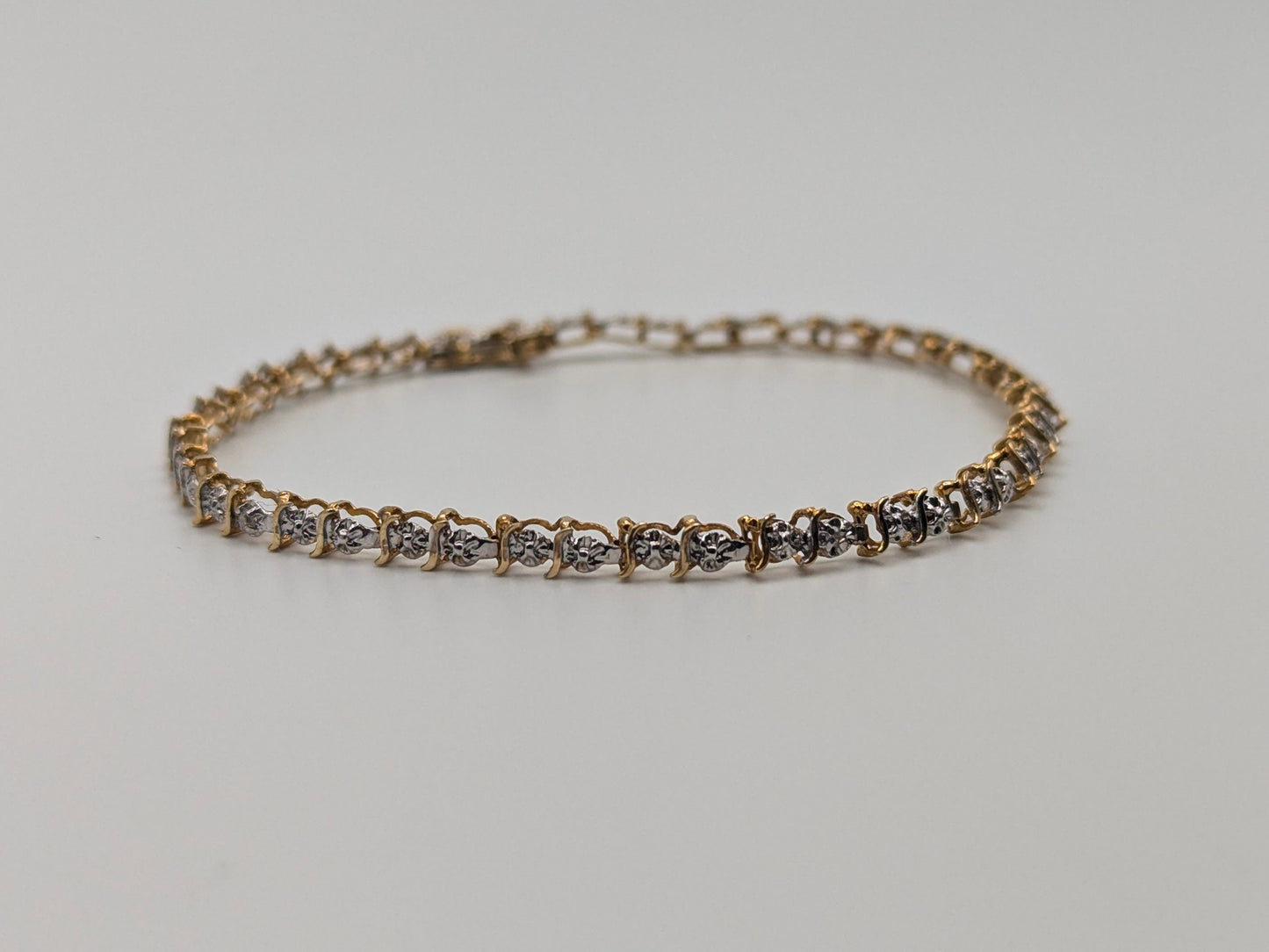 10k Solid Yellow Gold Diamond Bracelet Diamond Tennis Bracelet 7"