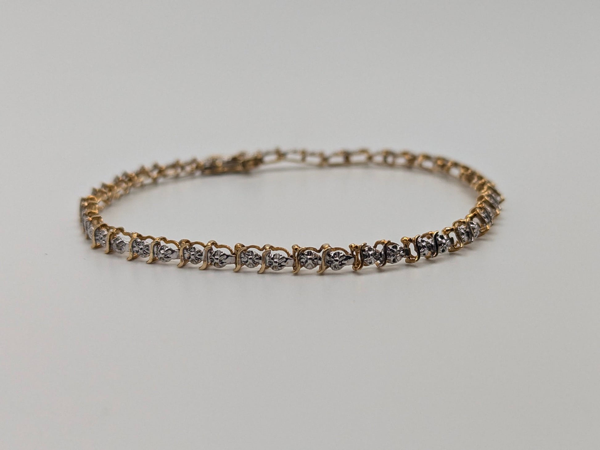 10k Solid Yellow Gold Diamond Bracelet Diamond Tennis Bracelet 7"