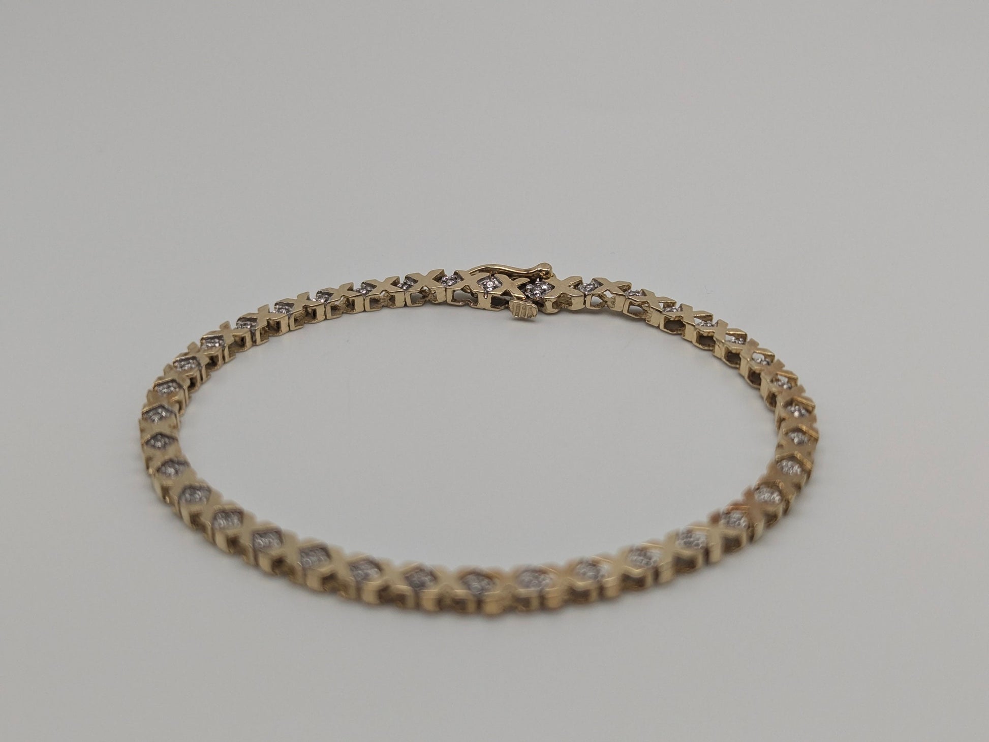 10k Solid Yellow Gold 6.2 gr XOXO Diamond Bracelet Diamond Tennis Bracelet 7.5"