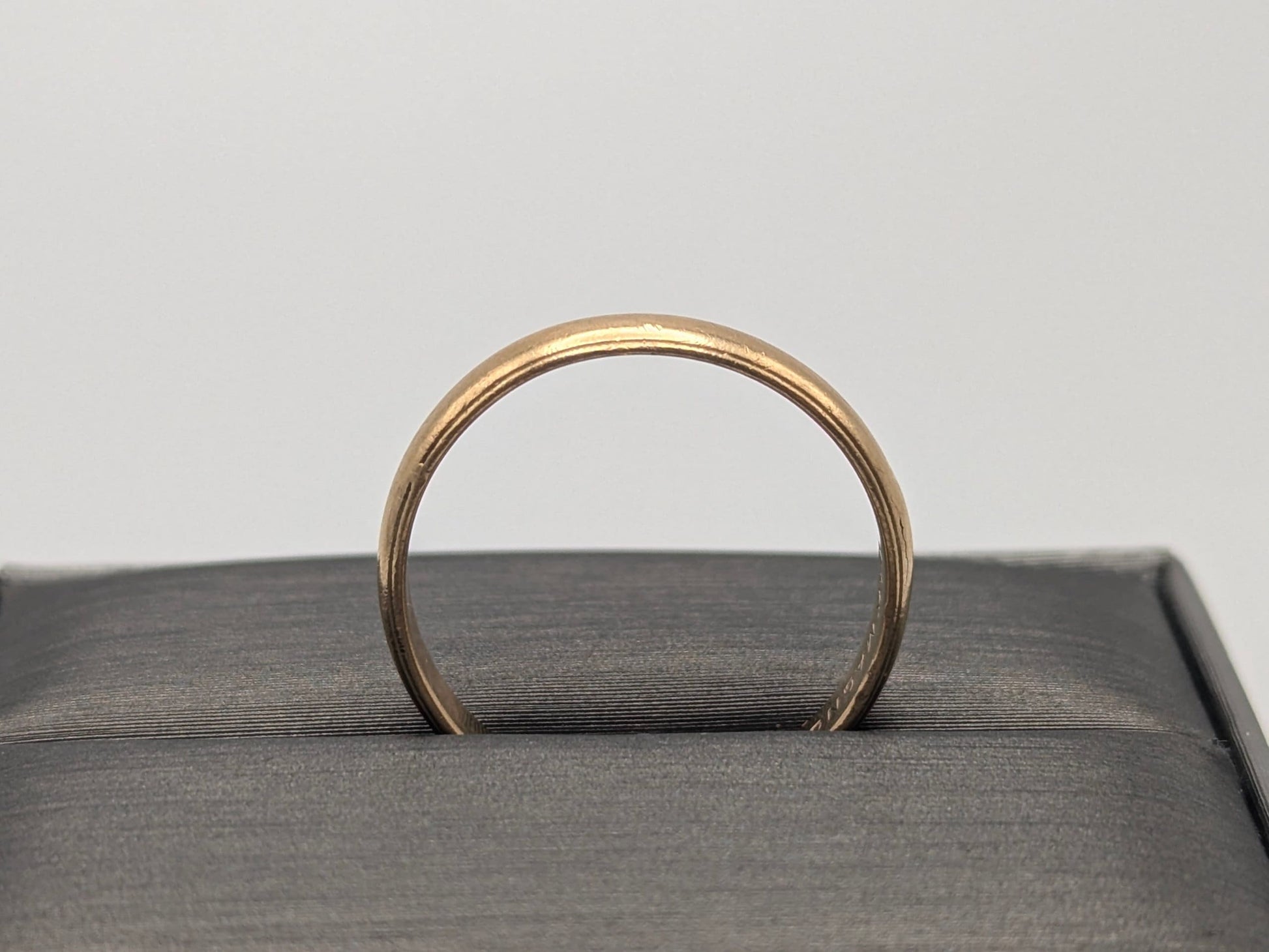 Vintage Magnolia 14K Yellow Gold Wedding Band Hallmarked 14K Magnolia 3.4mm Comfort Fit Ring