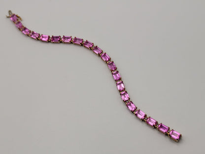 10kt Yellow Gold Pink Sapphire Diamond Tennis Bracelet 10.8 grams. Womens Sapphire Bracelet
