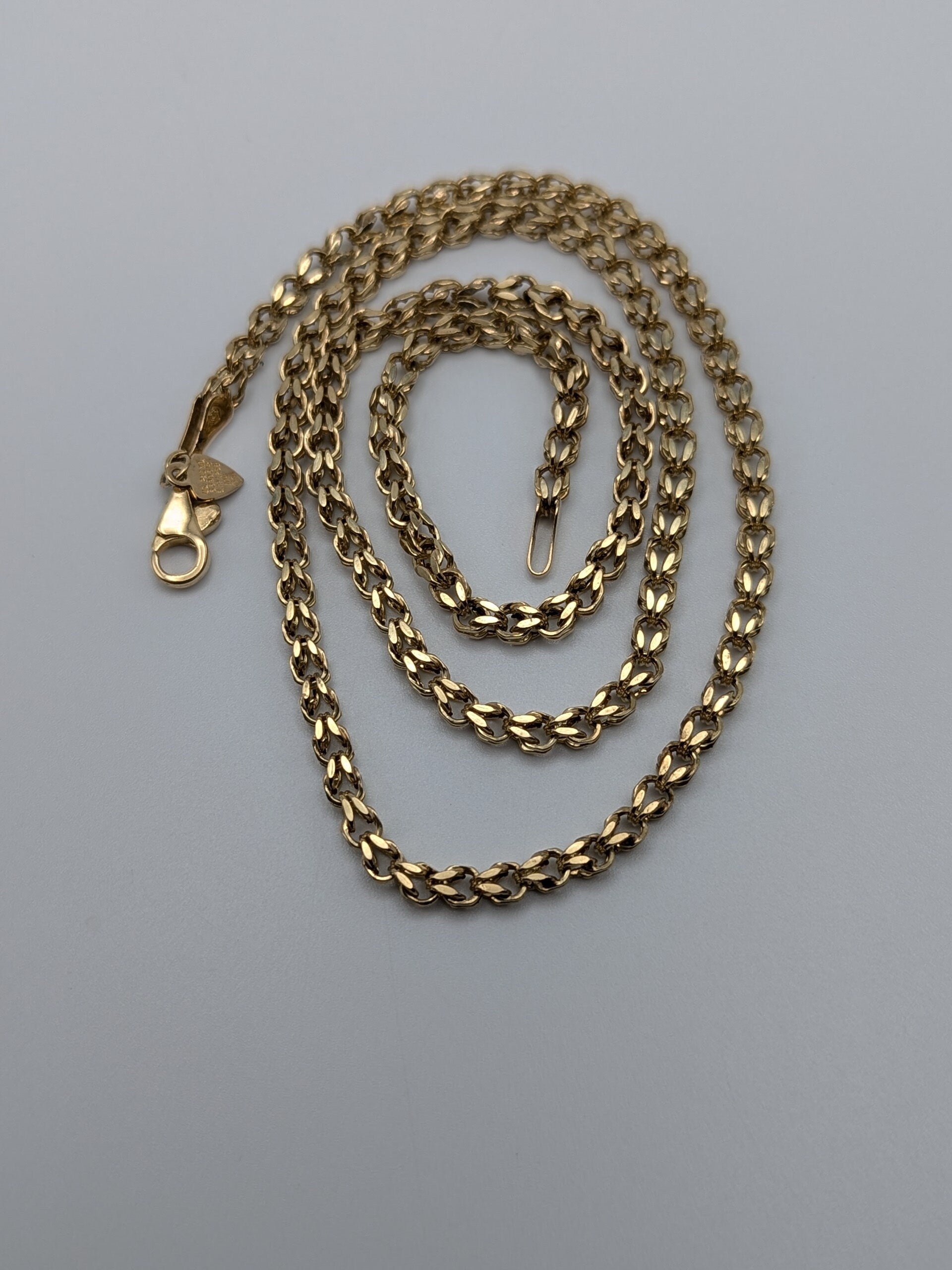 10k Yellow Gold 3mm Specialty Double Link Chain Necklace 18" Solid Gold