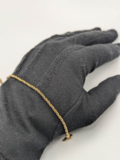 Specialty 14k Gold Beverly Hills Two-Tone Silk Rope Bracelet. 14k Gold Twist Bracelet 7"