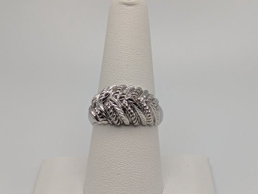 White Gold 10k Vintage Twisted Dome 12mm Design Wedding Ring Band.