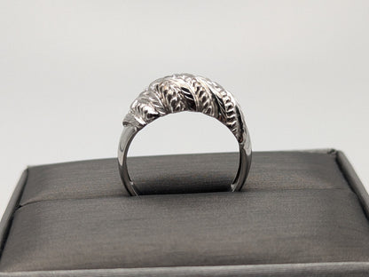 White Gold 10k Vintage Twisted Dome 12mm Design Wedding Ring Band.