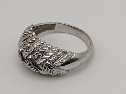 White Gold 10k Vintage Twisted Dome 12mm Design Wedding Ring Band.
