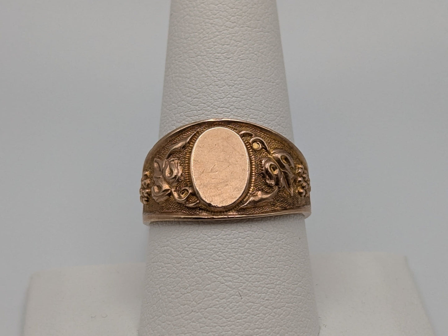 10k Antique OB OSTBY BARTON Mens 6.2 gr Statement Vintage Signet Wedding Ring Cigar Band