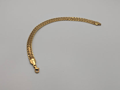 10k Italy 7mm Yellow Gold Double Link Italian Bracelet. 10k Interwoven Links Bracelet 7"