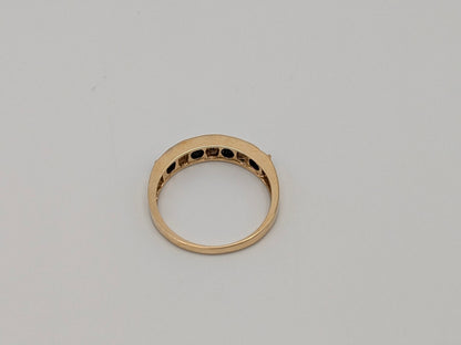 10k Yellow Gold Blue Sapphire Diamond Channel Setting Ring. Wedding Ring.Promise Band