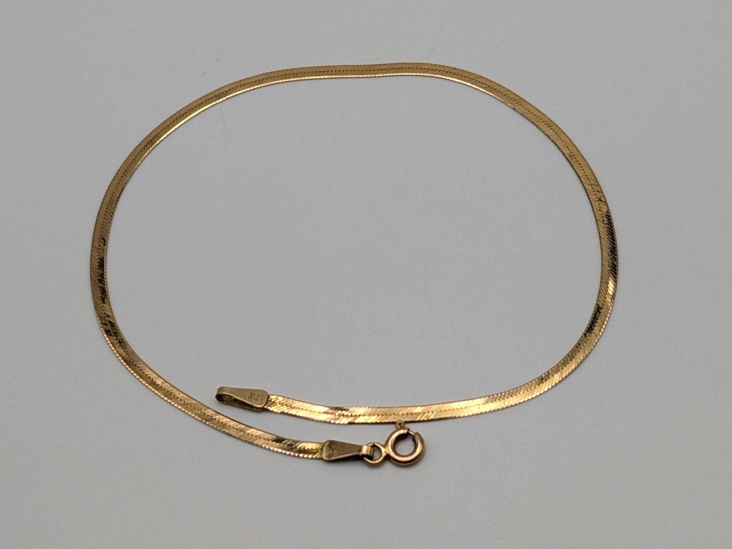 Yellow Gold 14k Italian Herring Bone Bracelet. 14k Herring Bone Chain Bracelet 9"