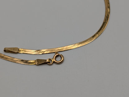 Yellow Gold 14k Italian Herring Bone Bracelet. 14k Herring Bone Chain Bracelet 9"