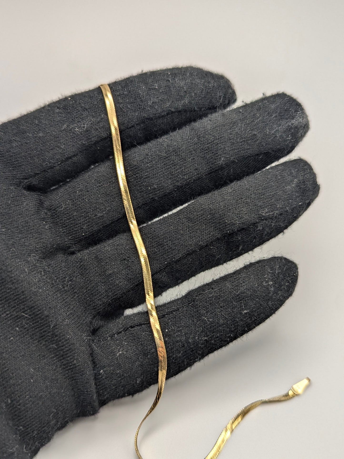 Yellow Gold 14k Italian Herring Bone Bracelet. 14k Herring Bone Chain Bracelet 9"