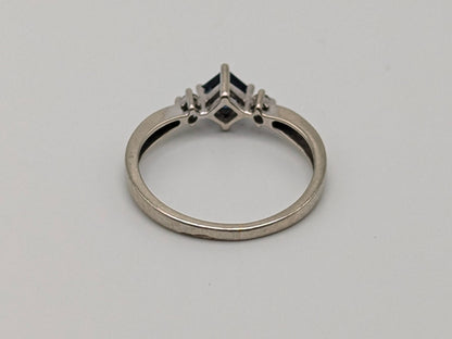 10k White Gold Sapphire Diamond Band Sapphire Solitare Promise Wedding Ring
