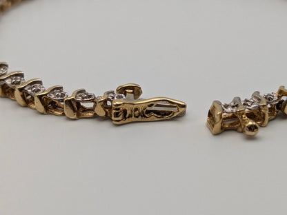 10k Solid Yellow Gold .25ct Diamond Bracelet Diamond Tennis Bracelet 7"