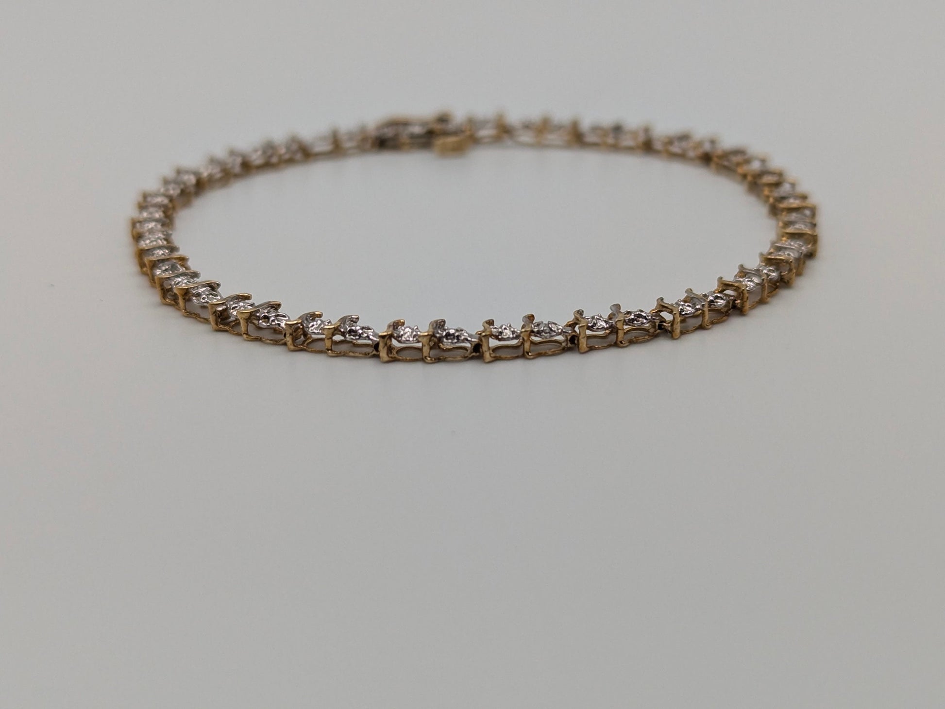 10k Solid Yellow Gold Diamond Bracelet Diamond Tennis Bracelet 7"