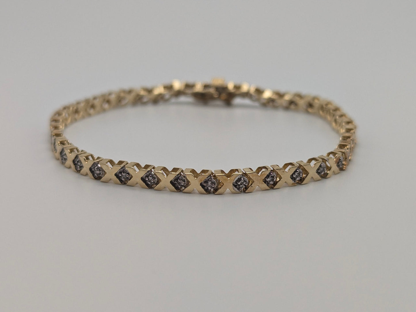 10k Solid Yellow Gold 6.2 gr XOXO Diamond Bracelet Diamond Tennis Bracelet 7.5"