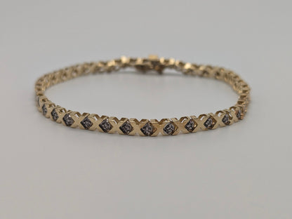 10k Solid Yellow Gold 6.2 gr XOXO Diamond Bracelet Diamond Tennis Bracelet 7.5"