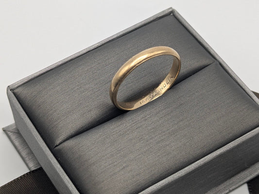 Vintage Magnolia 14K Yellow Gold Wedding Band Hallmarked 14K Magnolia 3.4mm Comfort Fit Ring