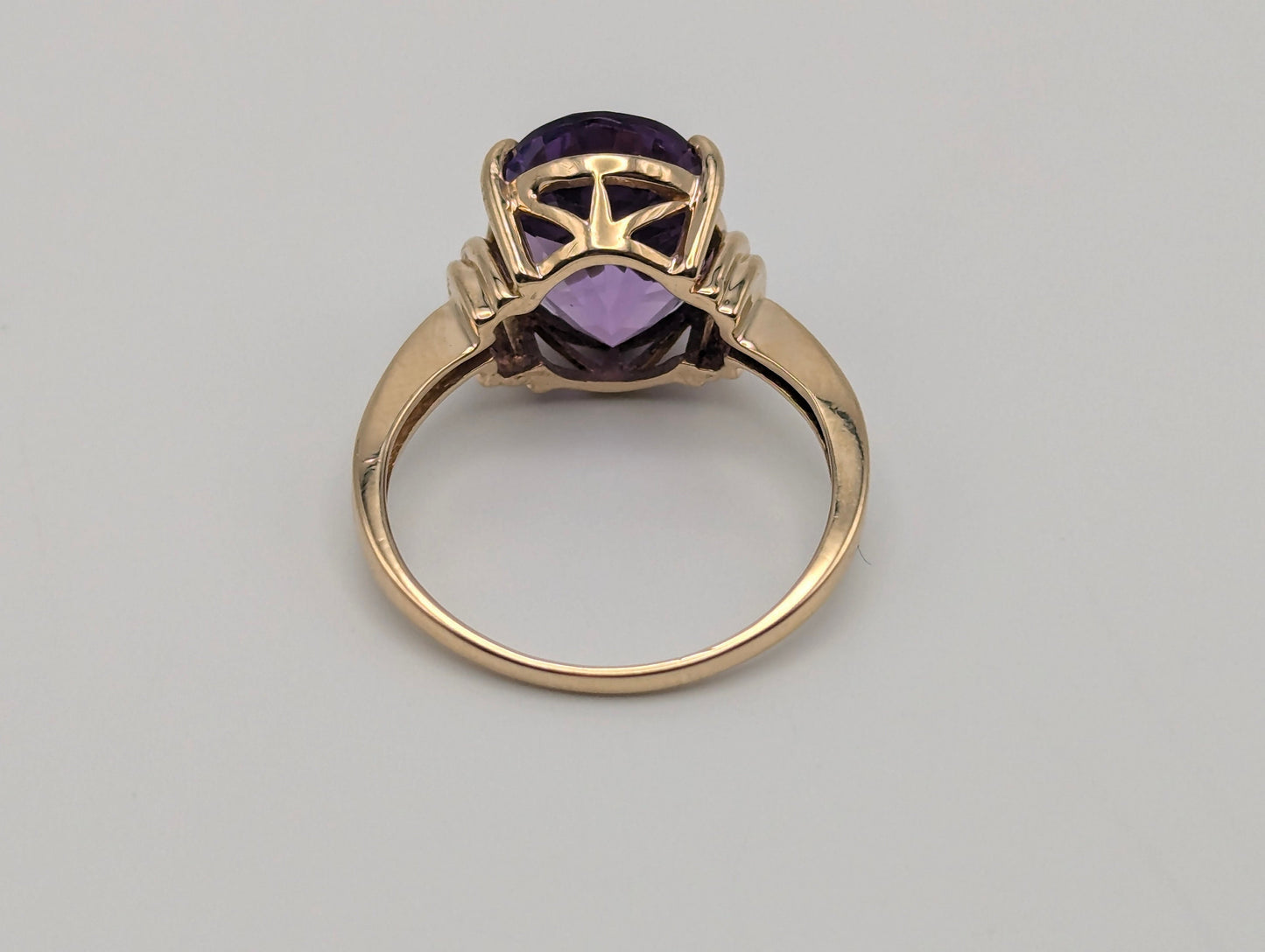 10k Yellow Gold Amethyst Diamond Ring. Vintage Promise Wedding Cocktail Band