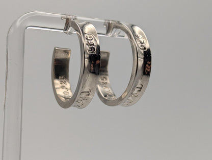 Large Tiffany & Co. Sterling Silver 925 Hoop Huggie Earrings Silver T Co Hoops