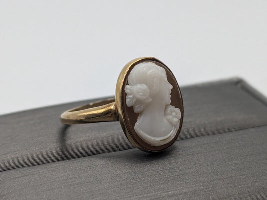 Antique 10k Gold Carnelian Cameo Ring Victorian Ring Cameo Statement Ring