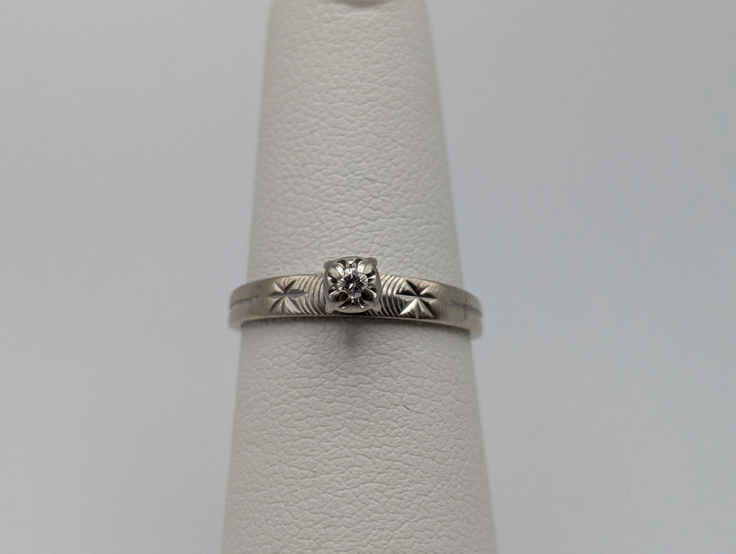 10k White Gold Diamond Ring 10k Gold Engagement Ring Antique Wedding Band