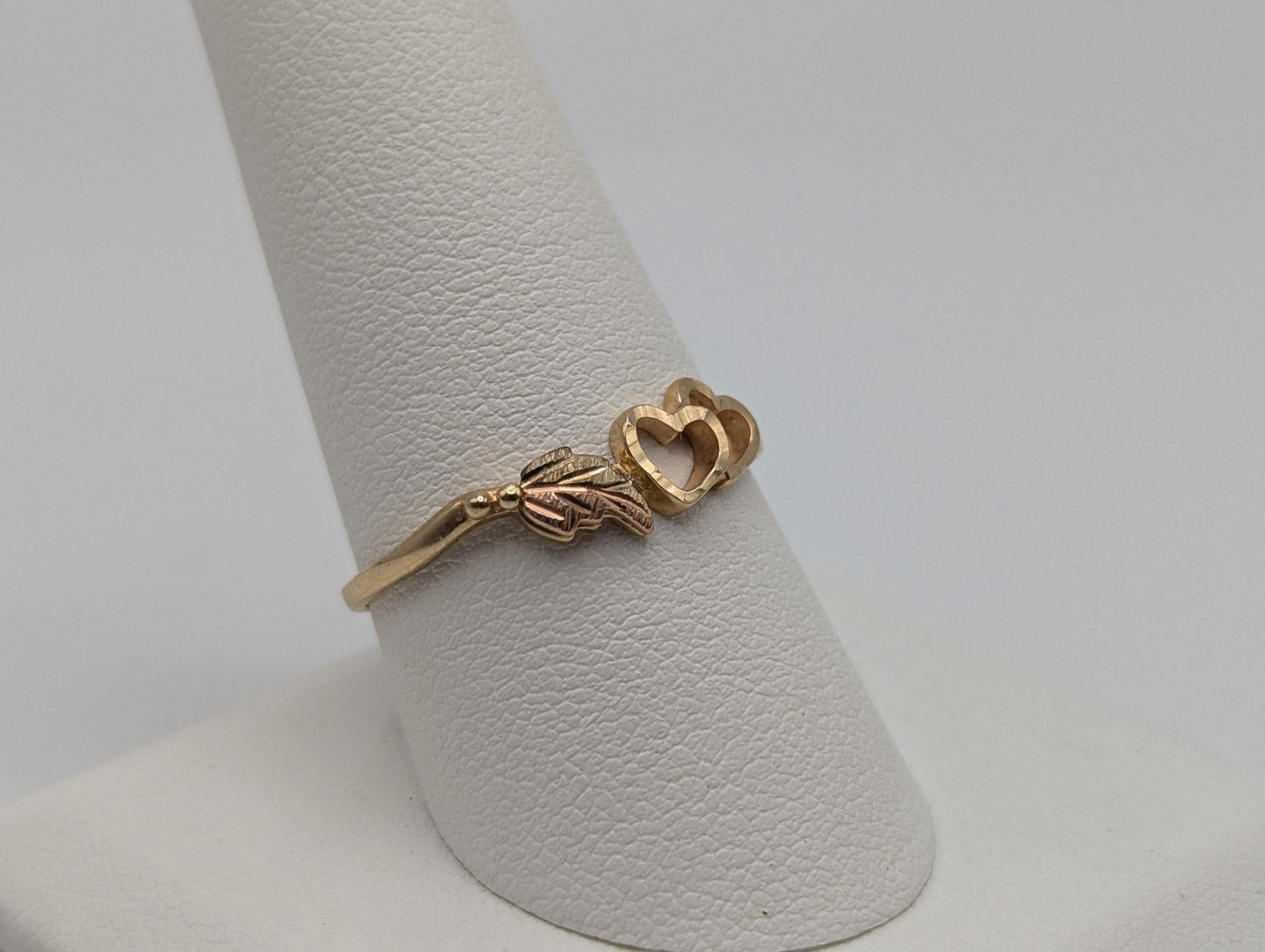 10k Multi-tone Gold Black Hills Heart Ring. Rose Gold Heart Vine Ring.