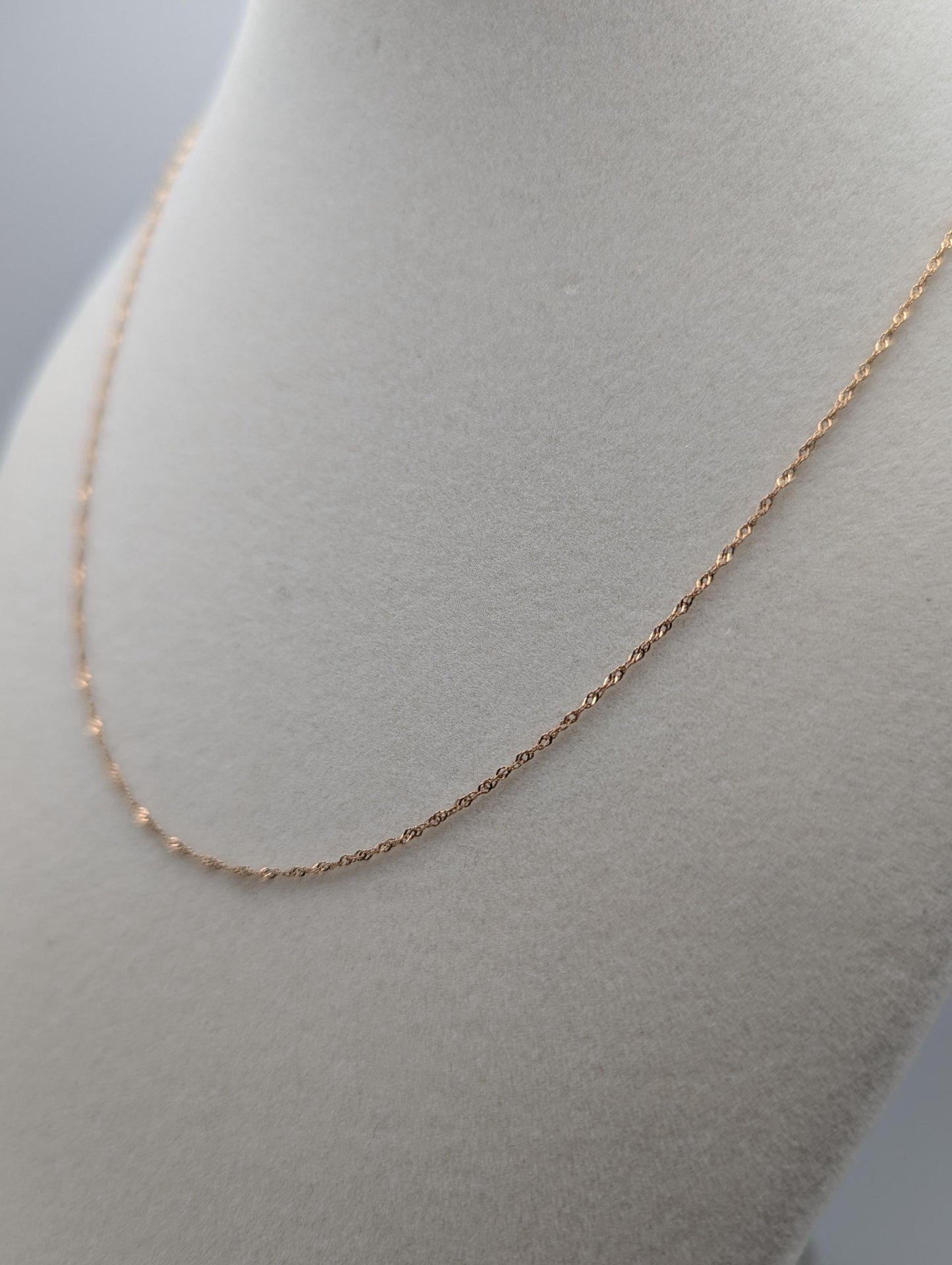 14k Italy Rose Gold Dainty Twisted Rope Chain Necklace 17" Classic Chain