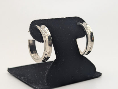 Large Tiffany & Co. Sterling Silver 925 Hoop Huggie Earrings Silver T Co Hoops