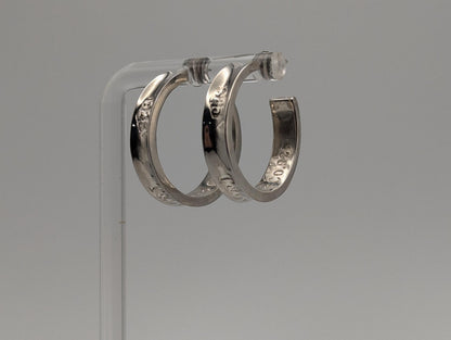 Large Tiffany & Co. Sterling Silver 925 Hoop Huggie Earrings Silver T Co Hoops