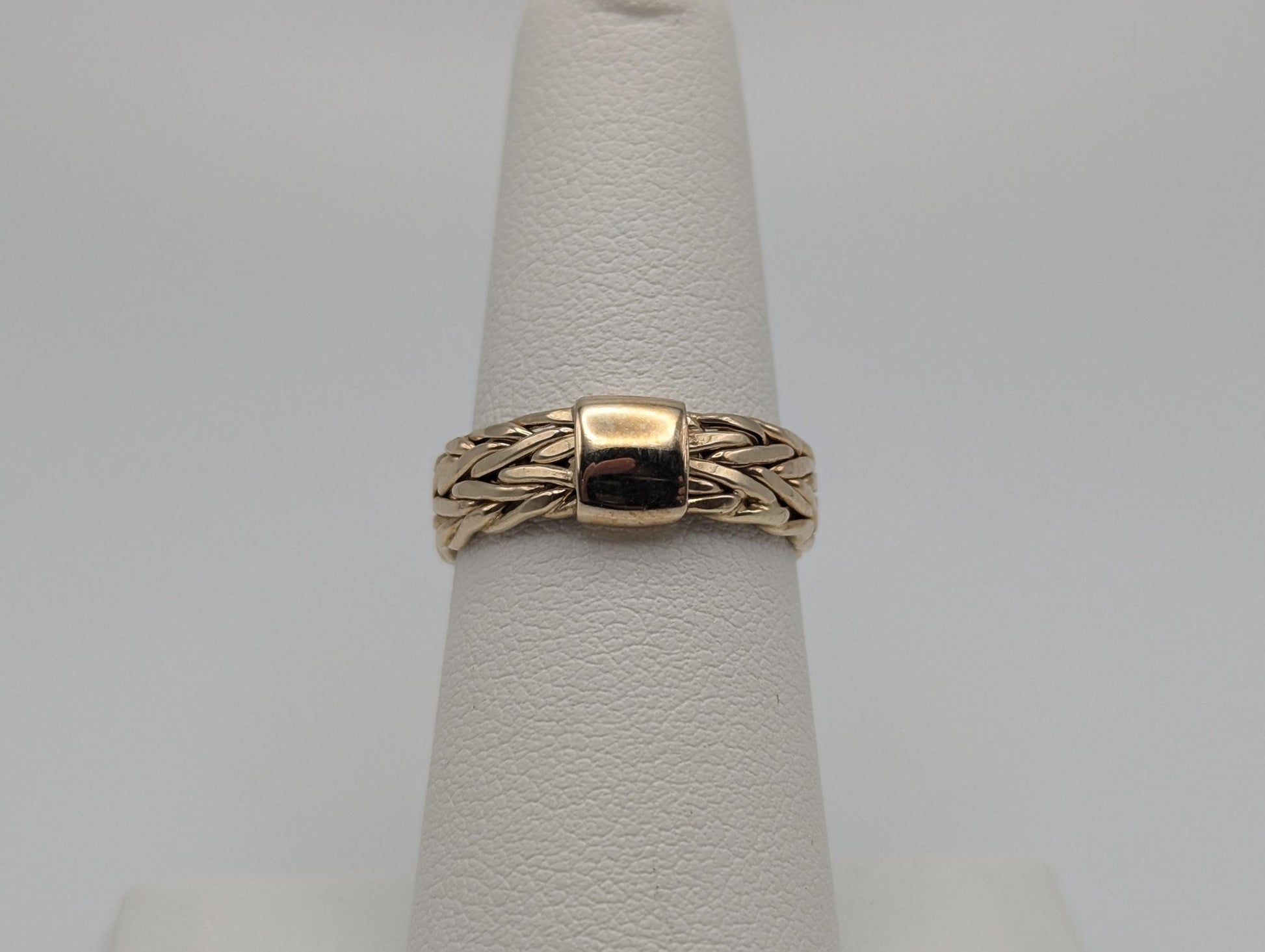 14k Solid Gold Polished Byzantine Wedding Wide Cigar Band Ring