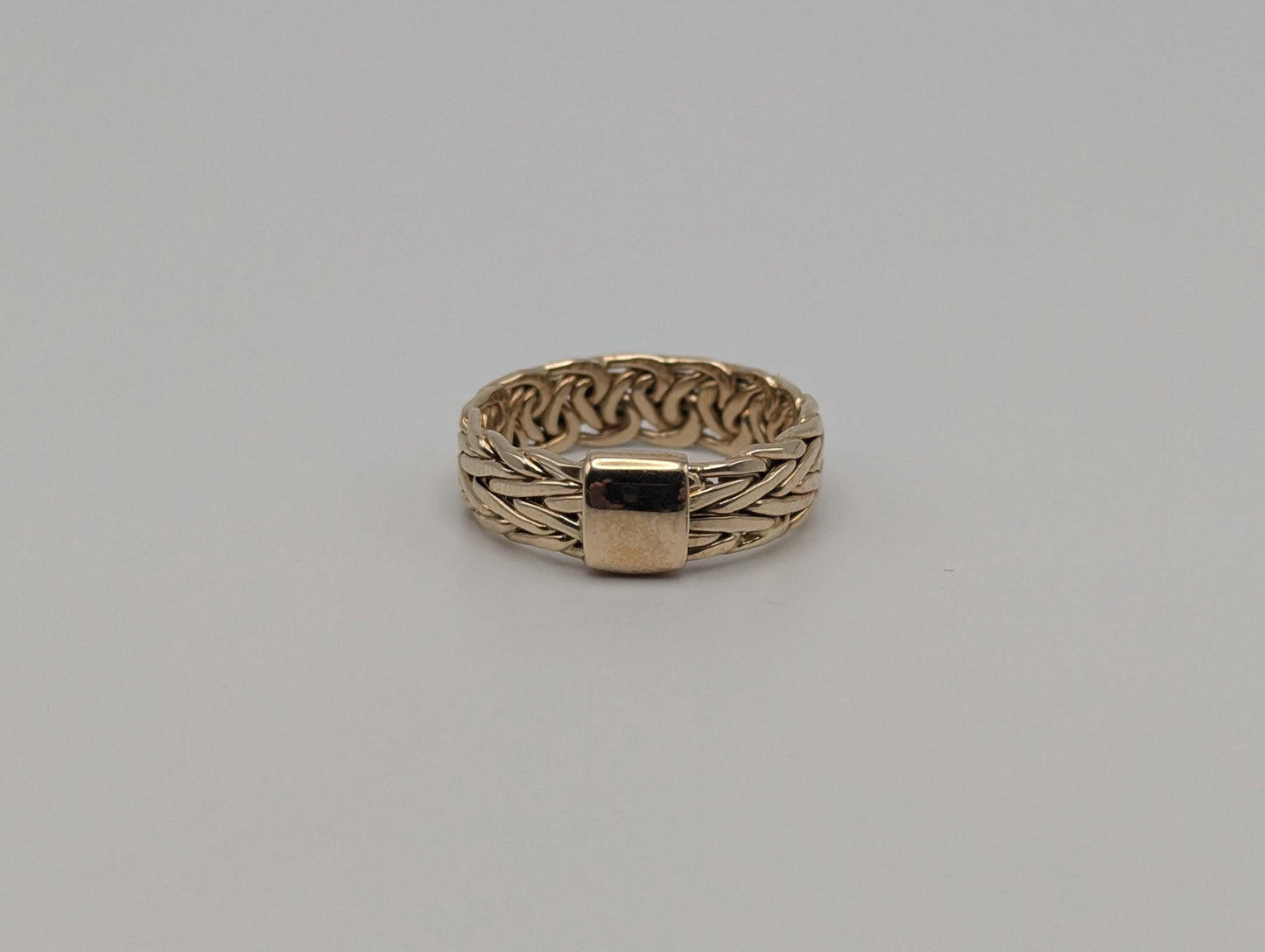 14k Solid Gold Polished Byzantine Wedding Wide Cigar Band Ring