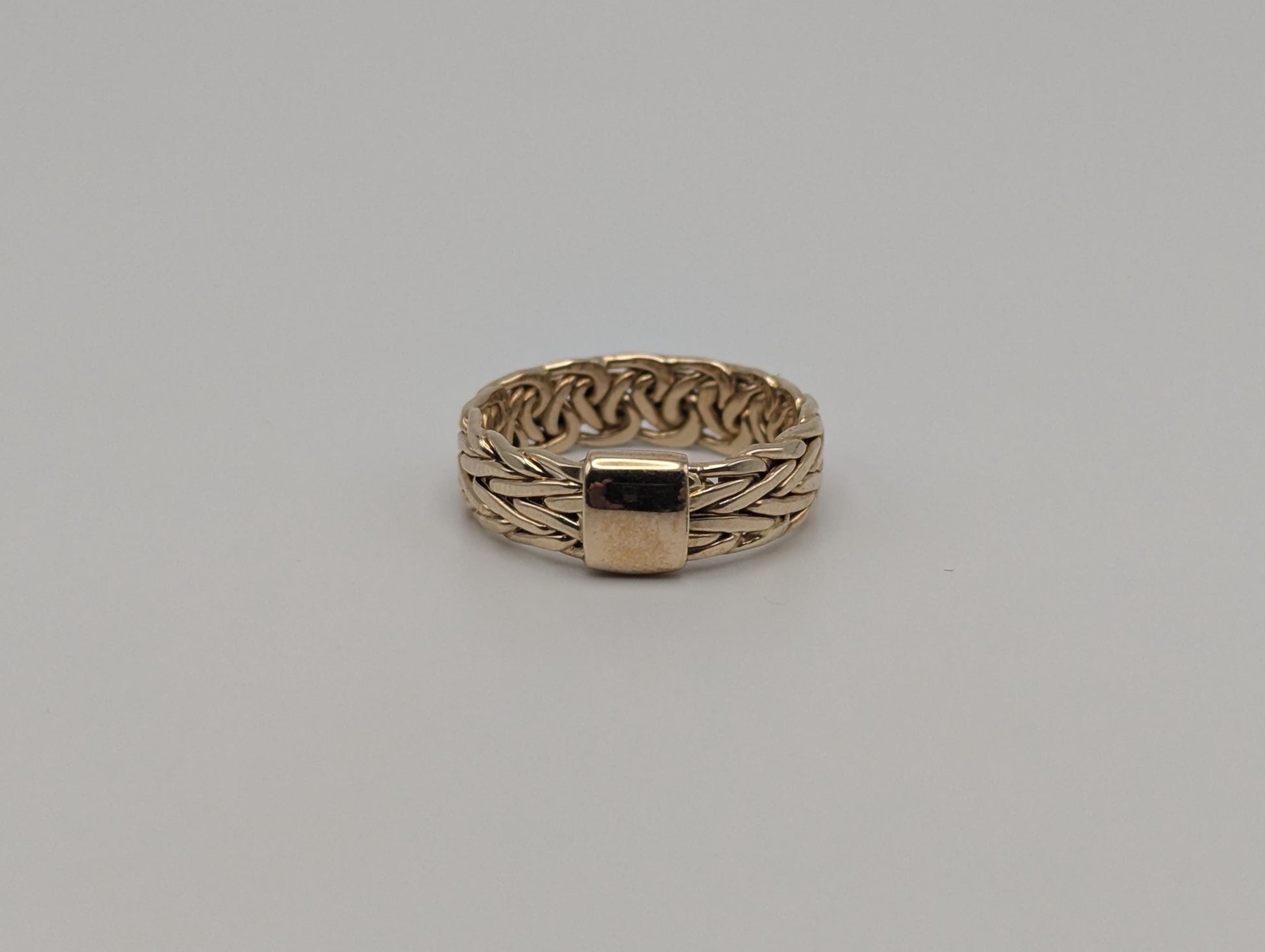 14k Solid Gold Polished Byzantine Wedding Wide Cigar Band Ring