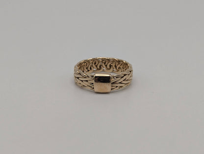 14k Solid Gold Polished Byzantine Wedding Wide Cigar Band Ring