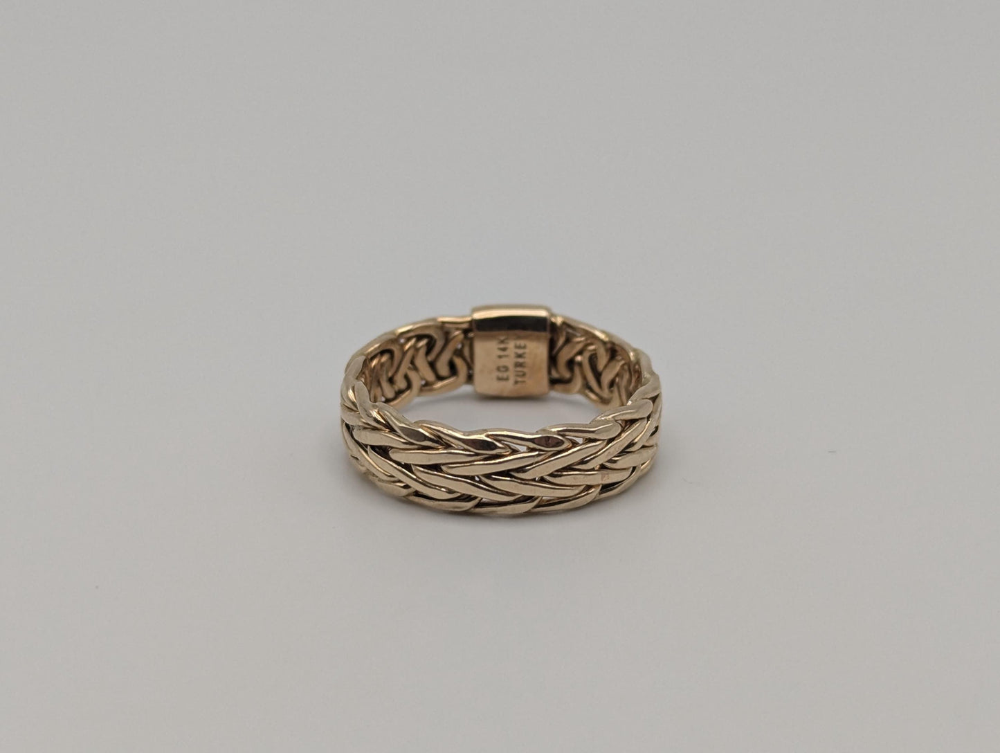 14k Solid Gold Polished Byzantine Wedding Wide Cigar Band Ring