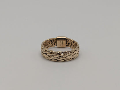 14k Solid Gold Polished Byzantine Wedding Wide Cigar Band Ring