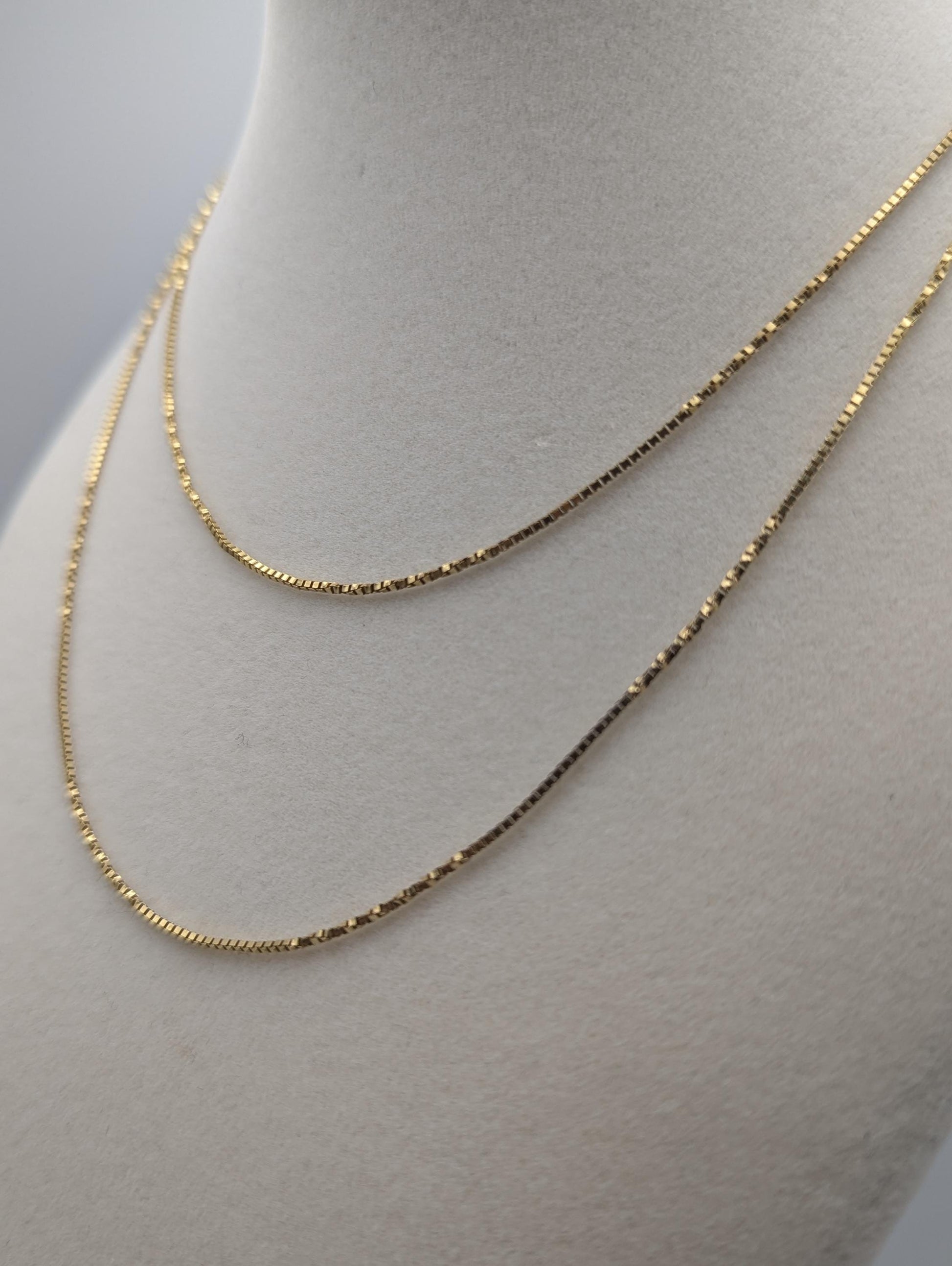 14k Italy Boston Custom Box Link Chain Necklace 30" Yellow Gold Italian Chain