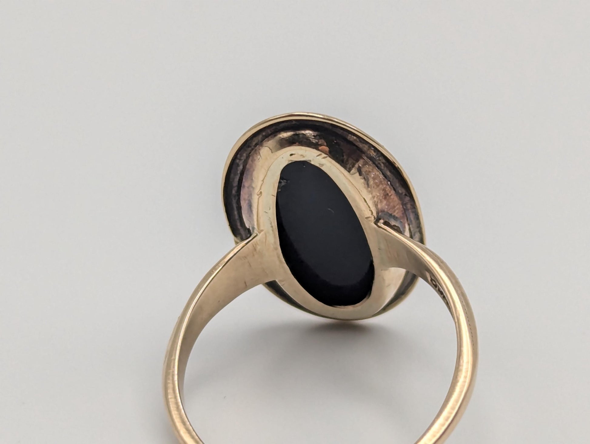 10k Yellow Gold Black Oval Cut Onyx Ring Womens Midnight Black Onyx Cocktail Wedding Ring