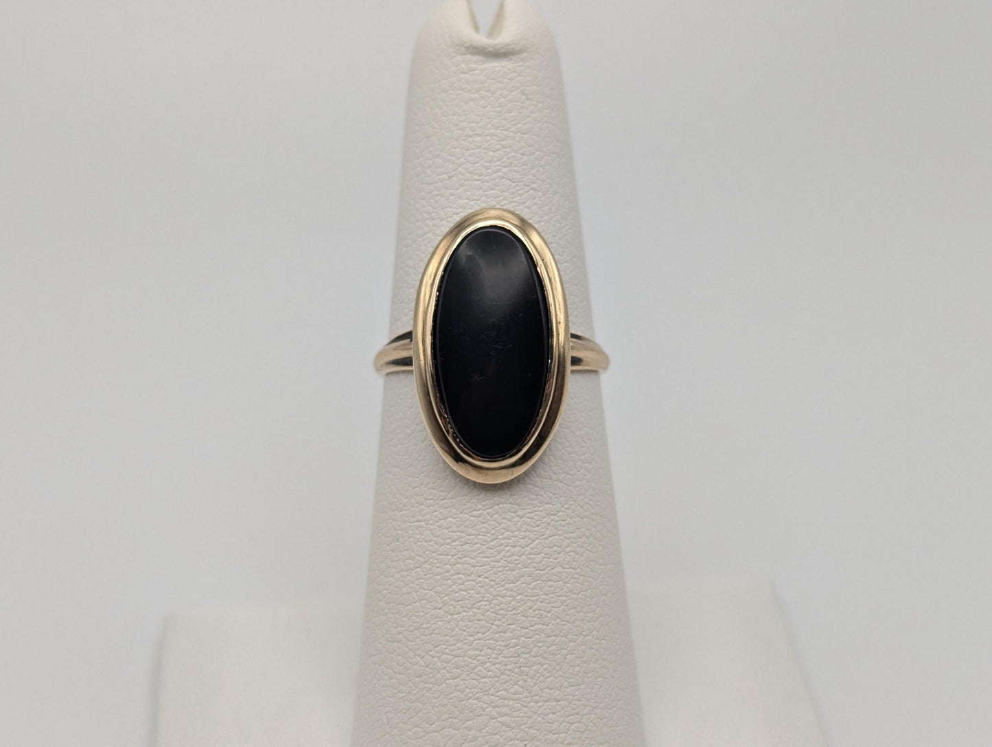 10k Yellow Gold Black Oval Cut Onyx Ring Womens Midnight Black Onyx Cocktail Wedding Ring