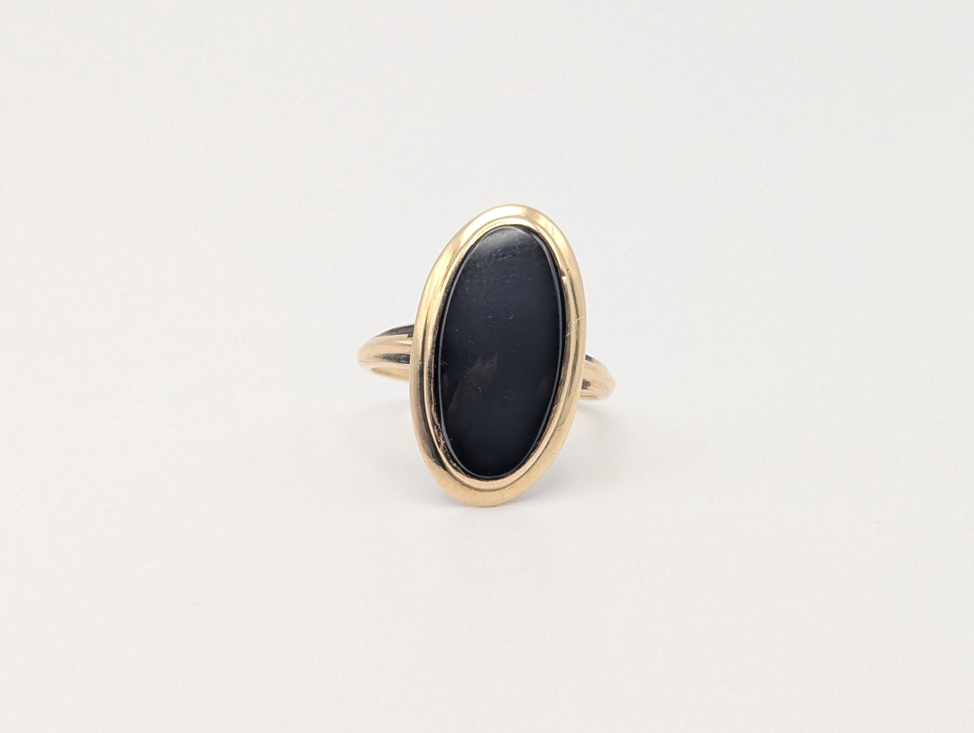 10k Yellow Gold Black Oval Cut Onyx Ring Womens Midnight Black Onyx Cocktail Wedding Ring