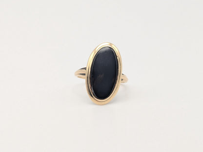 10k Yellow Gold Black Oval Cut Onyx Ring Womens Midnight Black Onyx Cocktail Wedding Ring