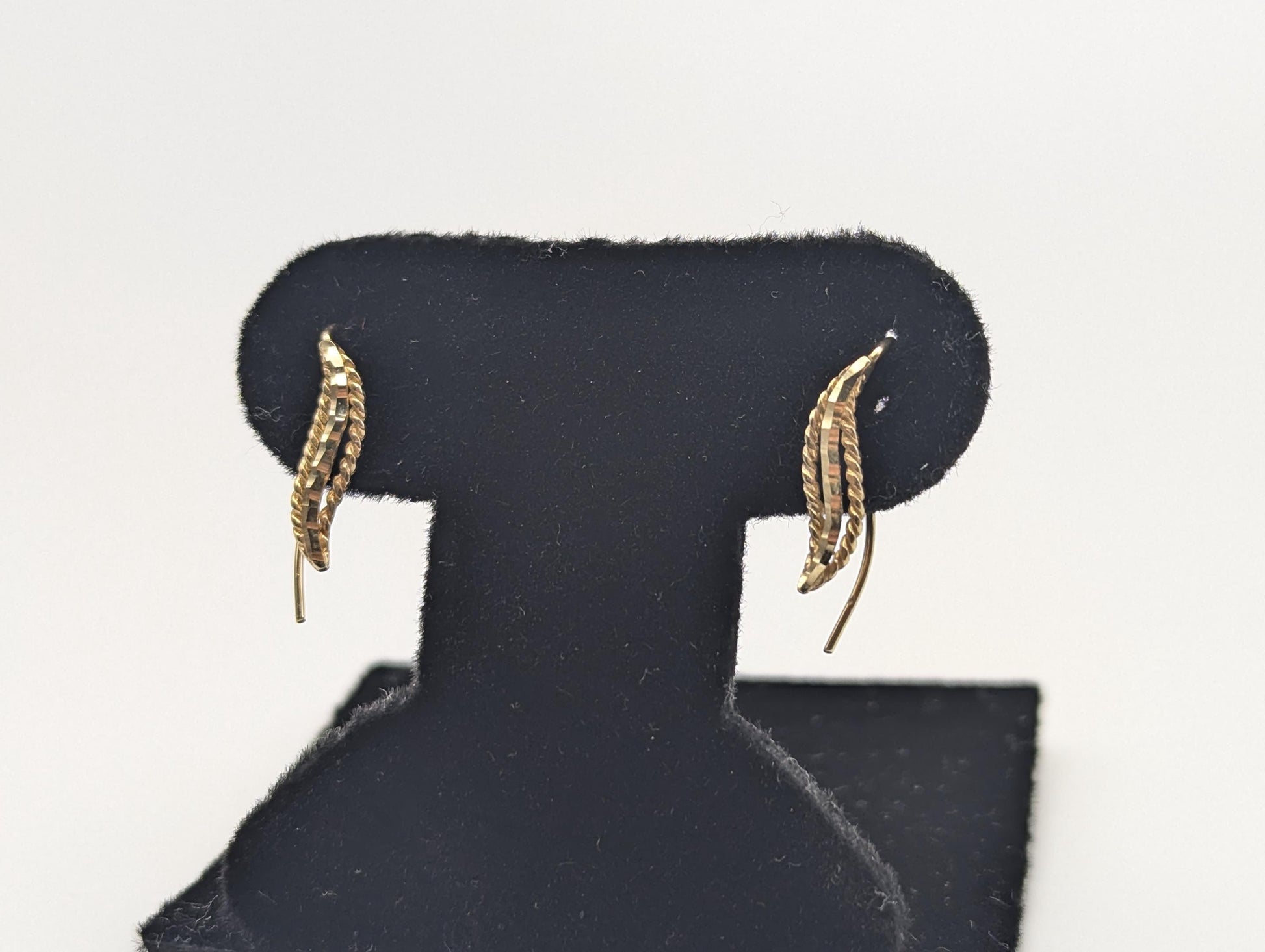 14K Yellow Gold Leaf Earrings Drop Earrings. Long Leaf Earrings.