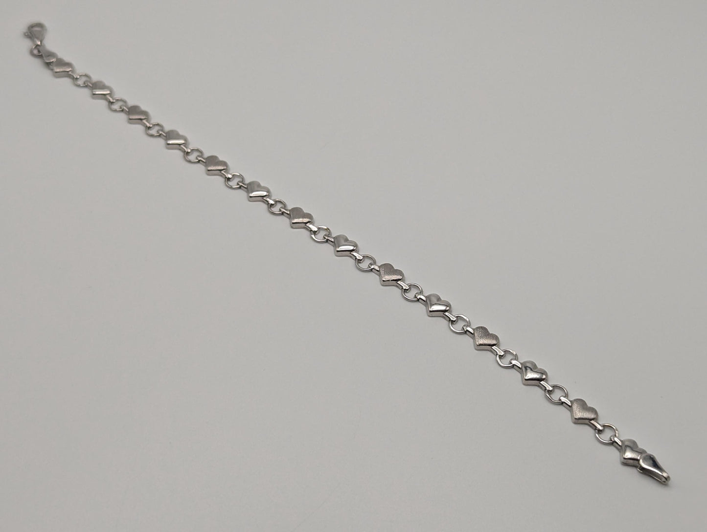 10k Heart White Solid Gold Love Bracelet 7" Gold Heart Bracelet Chain