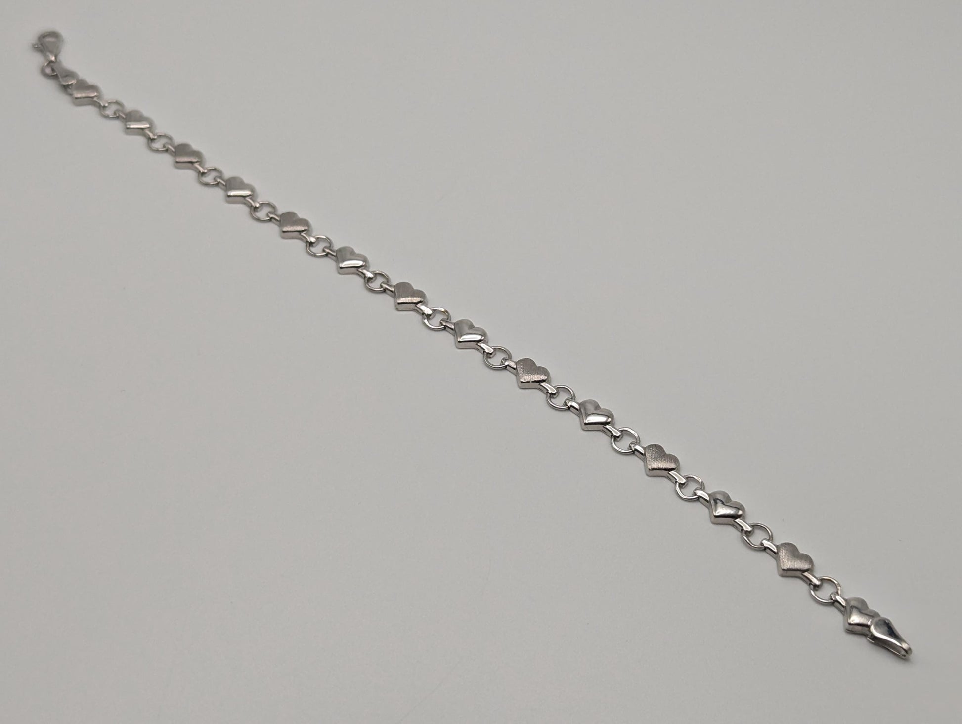 10k Heart White Solid Gold Love Bracelet 7" Gold Heart Bracelet Chain