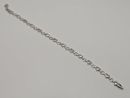 10k Heart White Solid Gold Love Bracelet 7" Gold Heart Bracelet Chain