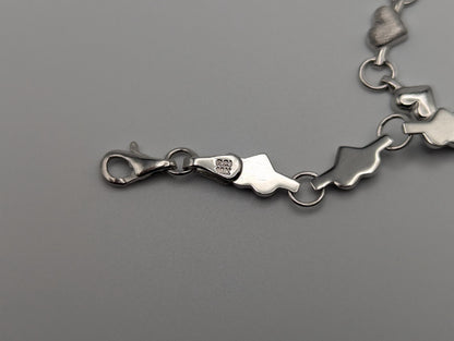 10k Heart White Solid Gold Love Bracelet 7" Gold Heart Bracelet Chain